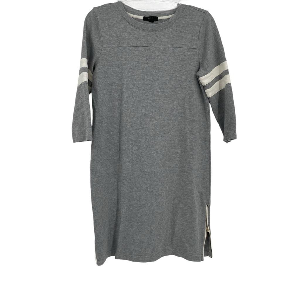 J Crew Women's Size XS nightgown Dress Cotton 3/4 Sleeve Zip Sides Stripes